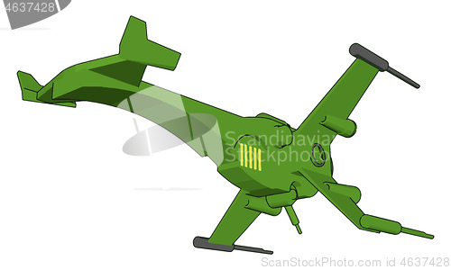 Image of Green fantasy battle cruiser vector illustration on white backgr