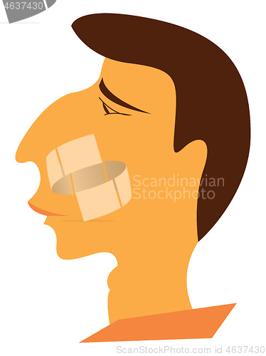 Image of Sad face brown haired man vector or color illustration