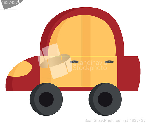 Image of The red and yellow toy car vector or color illustration