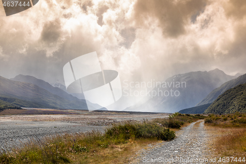 Image of dramatic landscape scenery Arthur\'s pass in south New Zealand