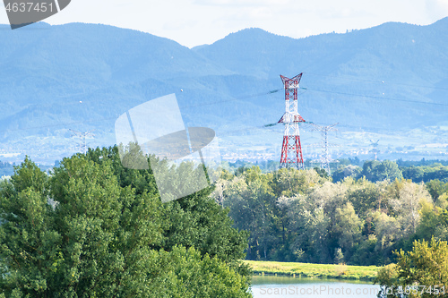 Image of power pole in the landscape scenery