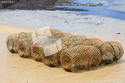 Image of Typical malagasy fishing trap on beach