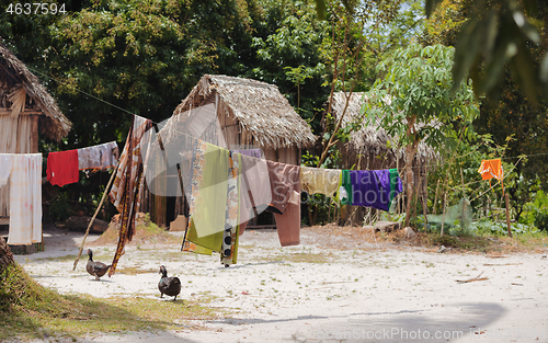 Image of African malagasy huts in Maroantsetra region, Madagascar