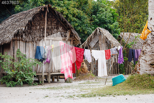 Image of African malagasy huts in Maroantsetra region, Madagascar