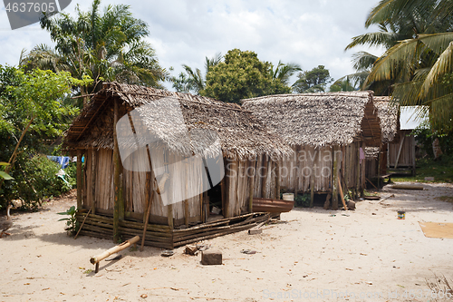 Image of African malagasy huts in Maroantsetra region, Madagascar