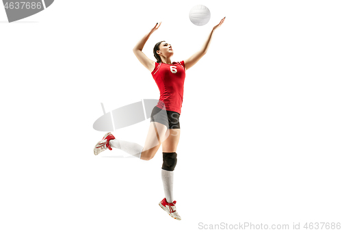 Image of Female professional volleyball player isolated on white