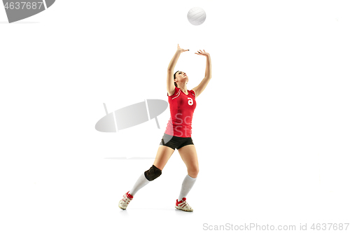 Image of Female professional volleyball player isolated on white