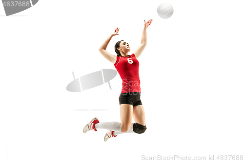 Image of Female professional volleyball player isolated on white