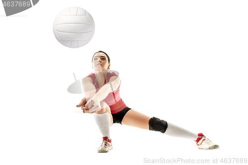 Image of Female professional volleyball player isolated on white