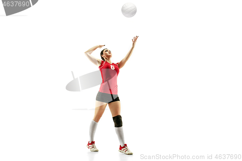 Image of Female professional volleyball player isolated on white