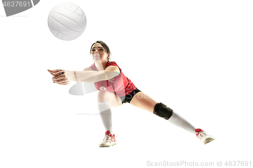 Image of Female professional volleyball player isolated on white