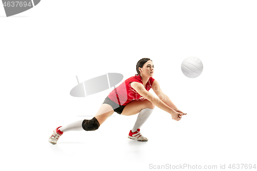 Image of Female professional volleyball player isolated on white