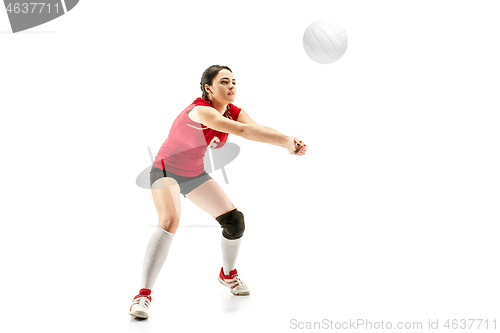 Image of Female professional volleyball player isolated on white