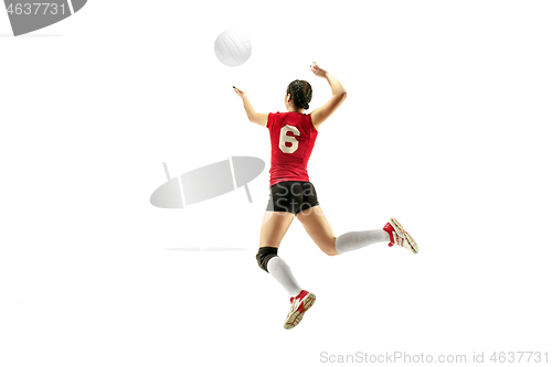 Image of Female professional volleyball player isolated on white