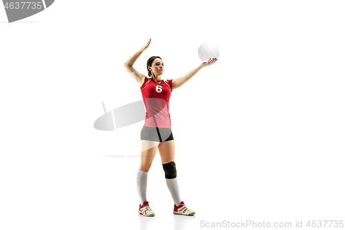 Image of Female professional volleyball player isolated on white