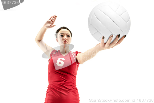 Image of Female professional volleyball player isolated on white