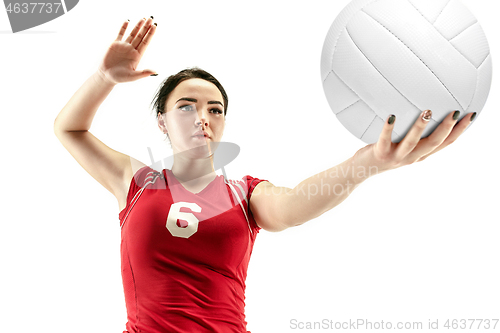 Image of Female professional volleyball player isolated on white