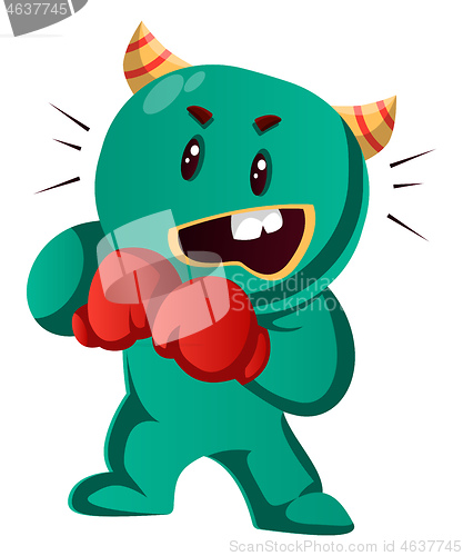 Image of Green monster ready to box vector illustration