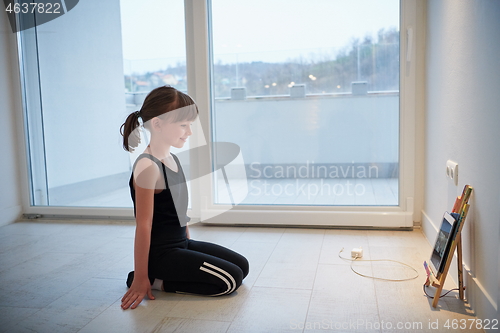 Image of girl online education ballet class at home