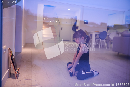 Image of girl online education ballet class at home