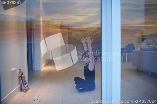 Image of girl online education ballet class at home