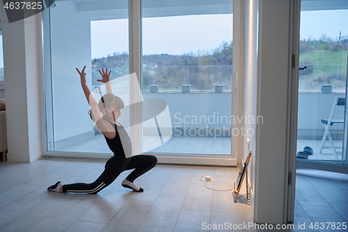 Image of girl online education ballet class at home