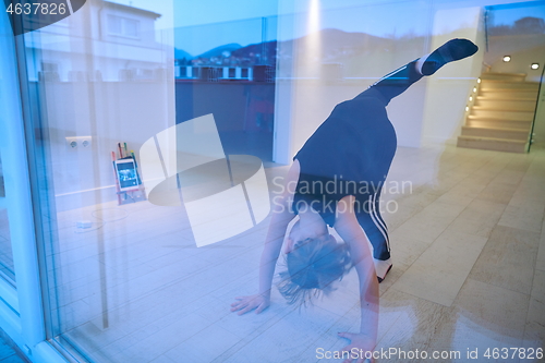 Image of girl online education ballet class at home