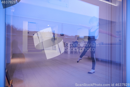 Image of girl online education ballet class at home