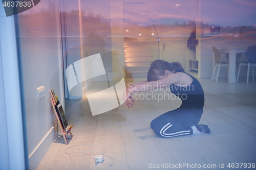 Image of girl online education ballet class at home