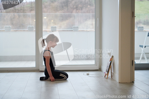 Image of girl online education ballet class at home