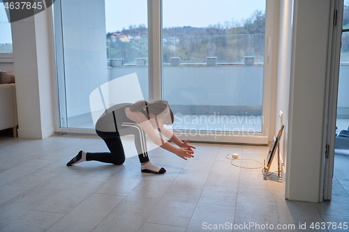 Image of girl online education ballet class at home