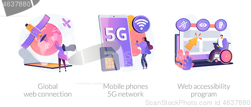 Image of Global network communication abstract concept vector illustrations.