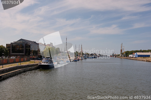 Image of View from river canal bridge to Liepaja Harbor