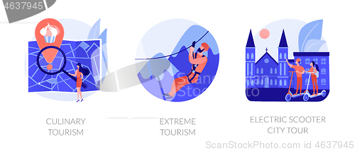 Image of Adventure tourism activities vector concept metaphors.