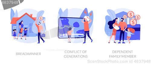 Image of Traditional gender and social roles abstract concept vector illustrations.