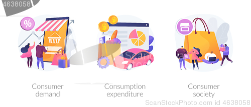 Image of Consumer society abstract concept vector illustrations.