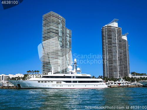 Image of Yacht and Modern Buildings