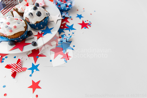 Image of cupcakes on american independence day party