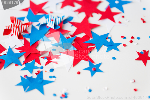 Image of paper star confetti decoration on independence day