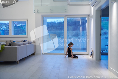 Image of girl online education ballet class at home