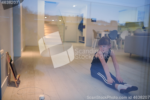Image of girl online education ballet class at home