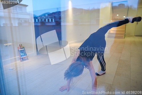 Image of girl online education ballet class at home