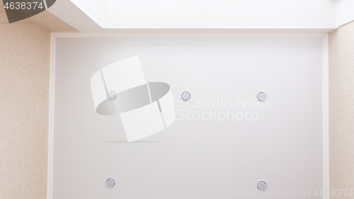 Image of Room lighting by the window, five bulbs around the perimeter of the stretch ceiling