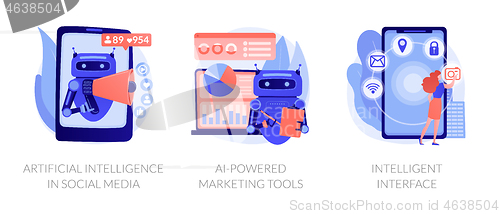 Image of Artificial intelligence in business vector concept metaphors.