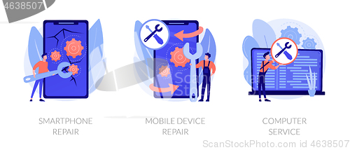 Image of Personal device repair services vector concept metaphors.