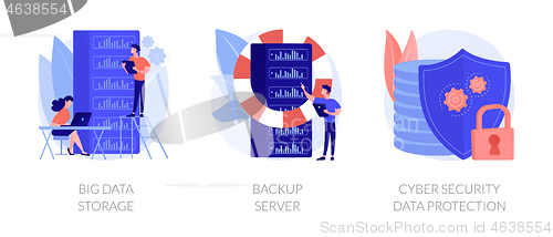 Image of Big data storage and protection vector concept metaphors