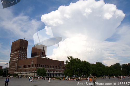 Image of Huge cloud over city hall