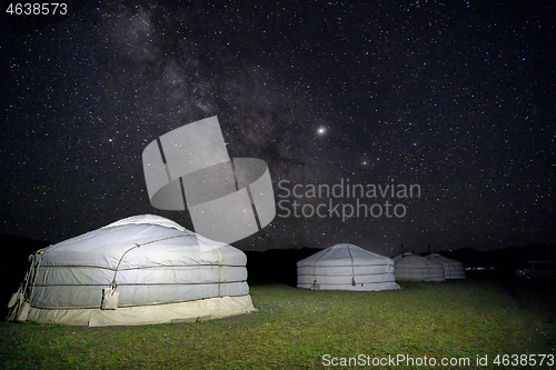 Image of Milky way over ger camp in Mongolia