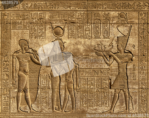 Image of Hieroglyphic carvings in egyptian temple