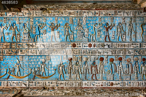 Image of Hieroglyphic egypt carvings on ceiling